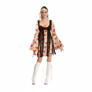 More Than Party Hippie Lady Costume With Fringe Vest And Headband XS/S