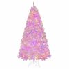 Costway 2.15M Pink Flocked Christmas Tree Pre-Lit Decoration Tree 500 LED Lights