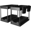 2 Pack Tire Storage Shelf Organiser Spice Rack Sliding Drawer Basket - Black