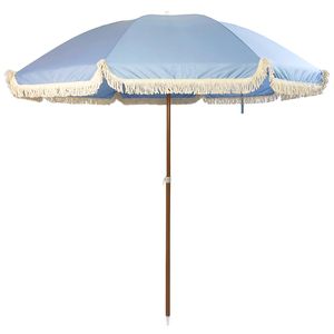 Marquee 2m Cashmere Blue Beach Umbrella with Tassels