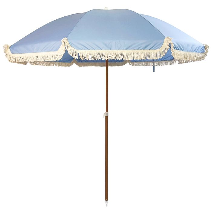 Marquee 2m Cashmere Blue Beach Umbrella with Tassels