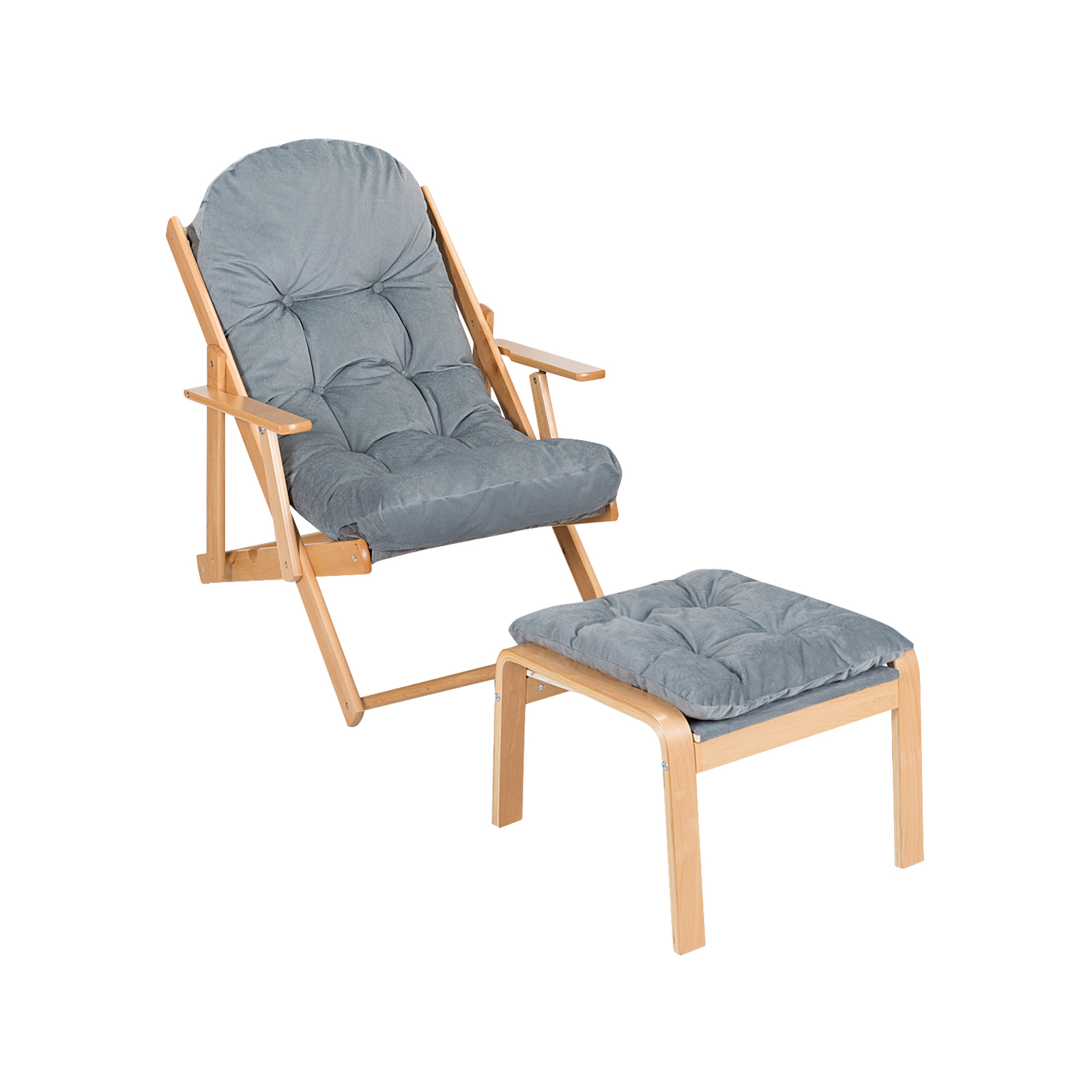 Costway Wood Lounge Chair with Ottoman Grey Bunnings Australia