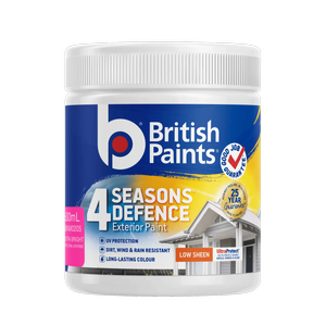 British Paints 4 Seasons Defence 500ml Extra Bright Low Sheen Exterior Paint