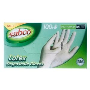 Sabco Medium Latex Disposable Gloves - 100 Pack - Medium