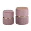 La Bella Pink 2 Set Side Table Storage Ottoman - Velvet Stool Vanity Footstool REMI