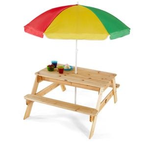 Plum Play AU Wooden Picnic Table with Benches & Parasol Outdoor Games Ages 3y+