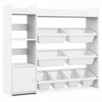 Costway 4-Tier Kids Toy Storage Box Bookshelf Display Rack White