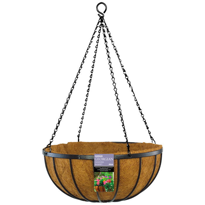 Brunnings 40cm Black Georgian Hanging Basket