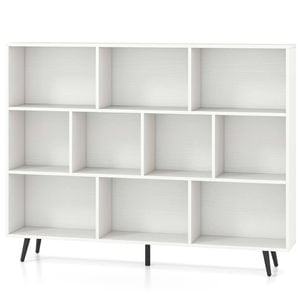 Costway 3-tier 140cm Bookcase 10 Cube Bookshelf W/metal Legs