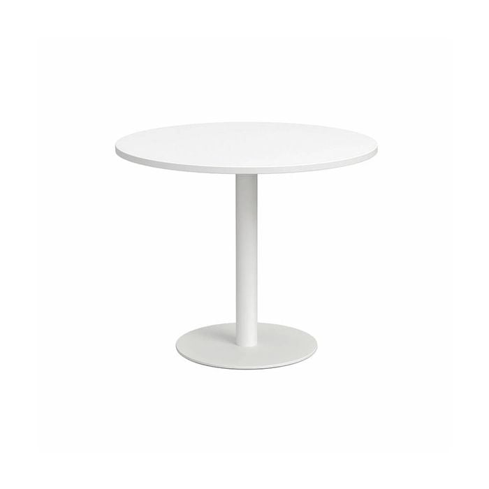 Olg Disc Meeting Table White Frame White Top 600mm Diameter
