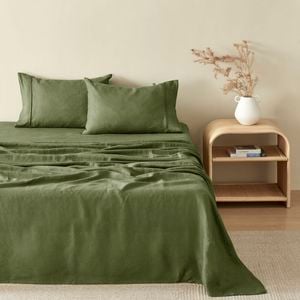 Natural Home 100% European Flax Linen Sheet Set Hunter King Single Bed