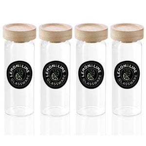 4PK Lemon & Lime Woodend Beech 175ml/13.5cm Glass Jar w/ Lid