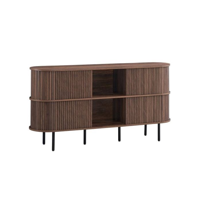 Shane Buffet Storage Shelving Unit 4 Doors Walnut