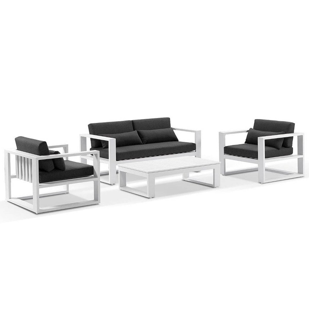 Santorini 2+1+1 Outdoor Aluminium Lounge Set with Coffee Table White