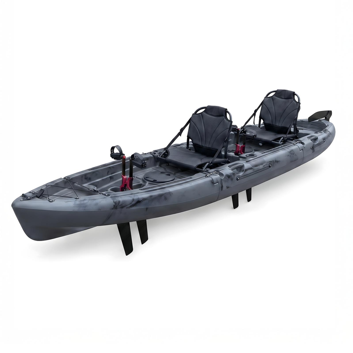 OUTDOOR360 Tandem 3pc Modular Fin Drive Pedal Fishing Kayak 4.1m - Grey