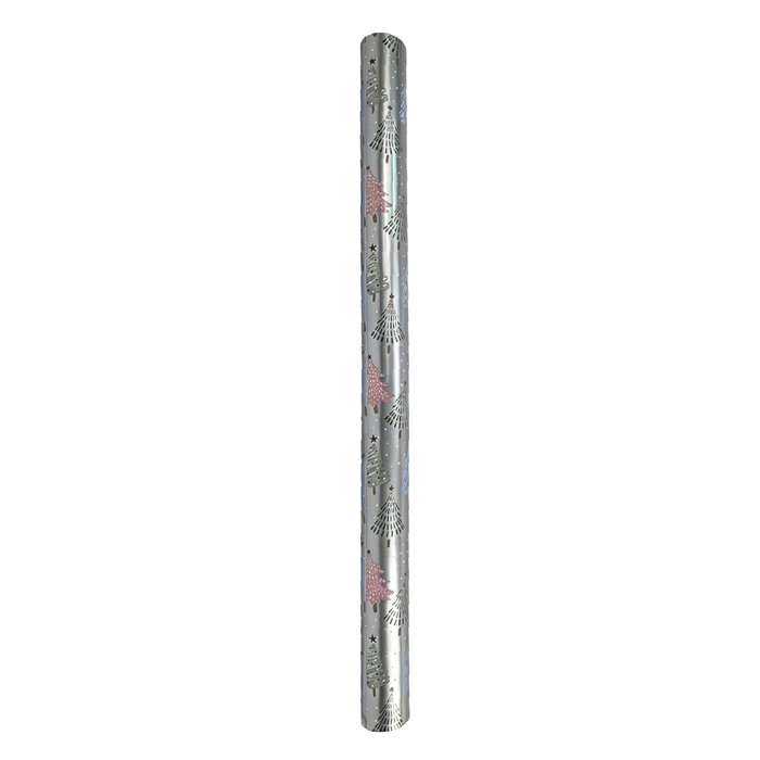 All Set 15m Silver Festive Gift Wrap