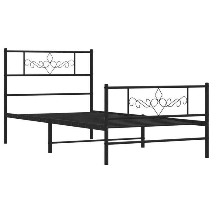 vidaXL Bed Frame with Headboard and Footboard Bed Base 107x203 cm Black Metal