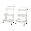 SOGA 2X 3 Tier White Steel Adjustable Kitchen Cart with Wheels