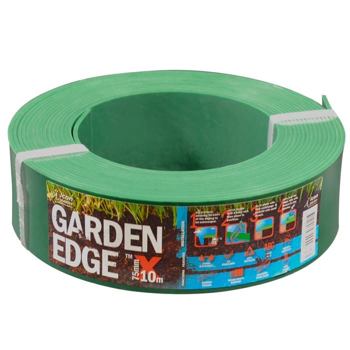 Icon Plastics 75mm x 10m Green Garden Edge - Green