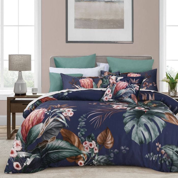 Bianca Balwyn Queen Cotton Sateen Quilt Cover Set - Navy