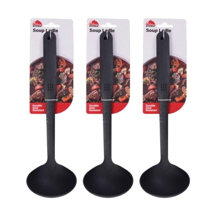 3PK Culinary Kitchen Nylon Ladle W/ Hanging Hole Cooking Utensil Black