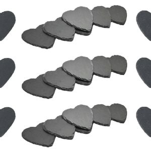 Heart Shaped Natural Slate Drinks Coasters - Set Of 24