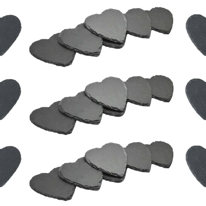 Heart Shaped Natural Slate Drinks Coasters - Set Of 24