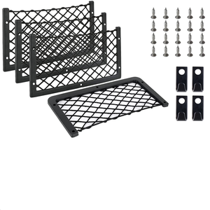 NNEOBA 4PCS Framed Car Mesh Storage Net Bags 36x18CM Organizer Pockets Black