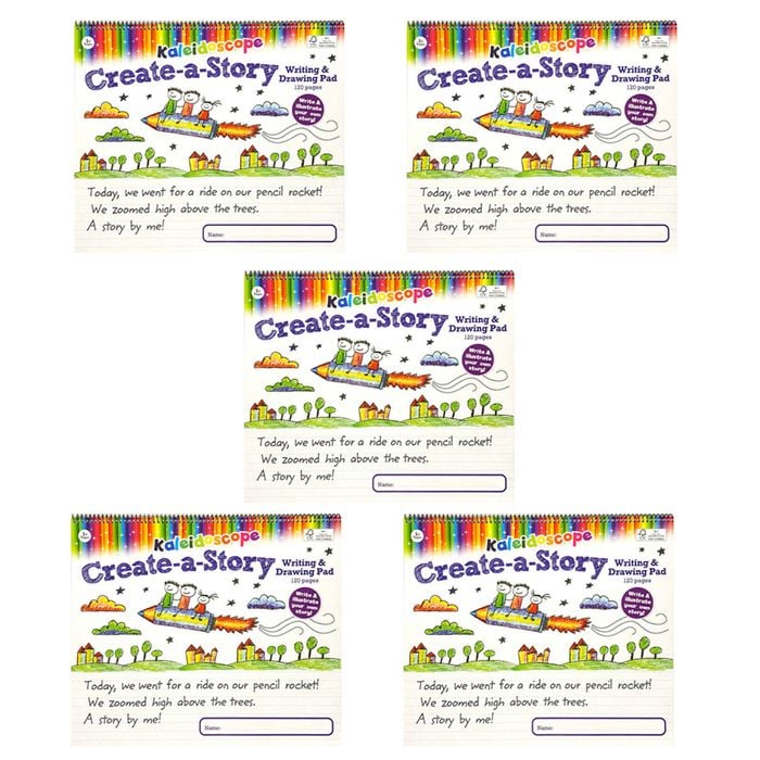 5x Kaleidoscope 120-page Jumbo Create A Story Writing/drawing Pad Kids/child 5y+