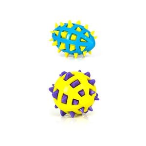 Yes4pets 2 X Large Dog Puppy Rubber Spike Tpr Football Ball Dental Hygiene Chew Play Toy