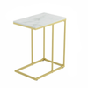P&P Gold Frame Gold C-Shaped Sofa End Table With Rectangular White Marble Top