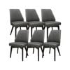Shelby Set of 6 Dining Chair Genuine Leather Solid Rubber Wood Frame - Dark Grey