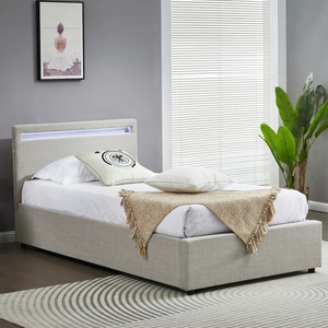 Big Lot Light Grey Evelyn Gas Lift Storage Bed Frame with LED - Light Grey, King Single
