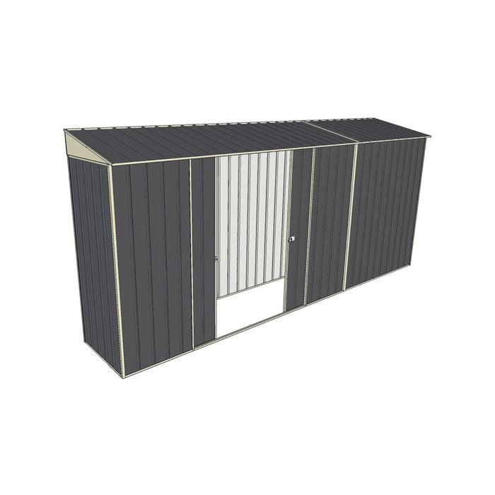 Build-a-Shed 0.8 x 4.5 x 2m Skillion Double Sliding Side Door Shed - Grey