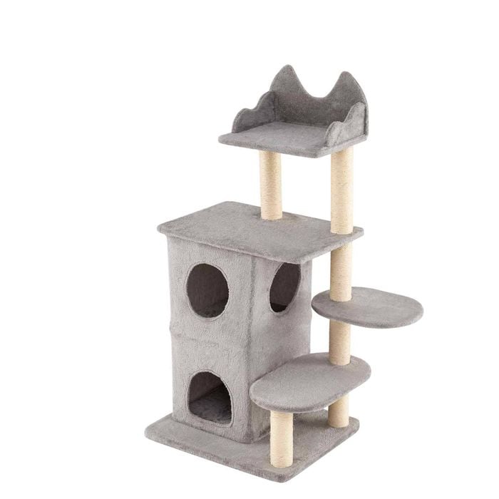 Costway 1.23m Cat Tree Cat Tower Pet Activity Center W/2-story Condo Grey