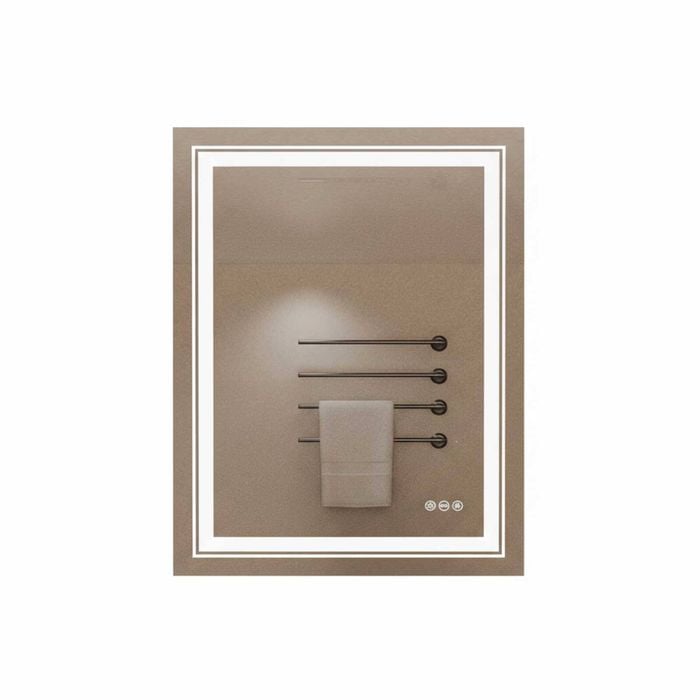 P&P Silver Rectangular LED Bathroom Mirror Front Backlit Anti Fog