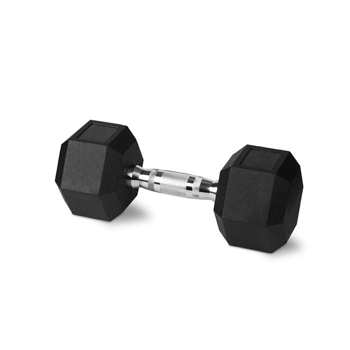 Rubber Hex Dumbbell 15kg Chromed Grip Home Gym Workout