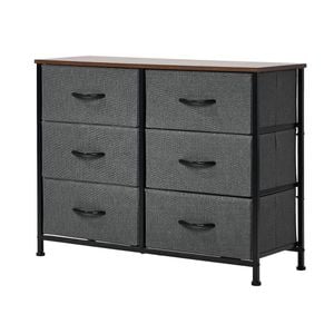 Oikiture Fabric 6 Chest of Drawers Grey