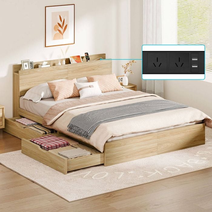 Alfordson Bed Frame King With Charging Station