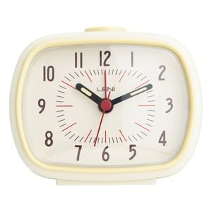 Leni Retro Analogue Standing Bedside/desk Home Alarm Clock Time Ivory 6x11x9cm