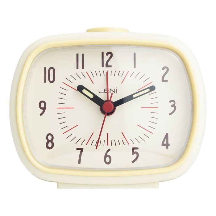 Leni Retro Analogue Standing Bedside/desk Home Alarm Clock Time Ivory 6x11x9cm