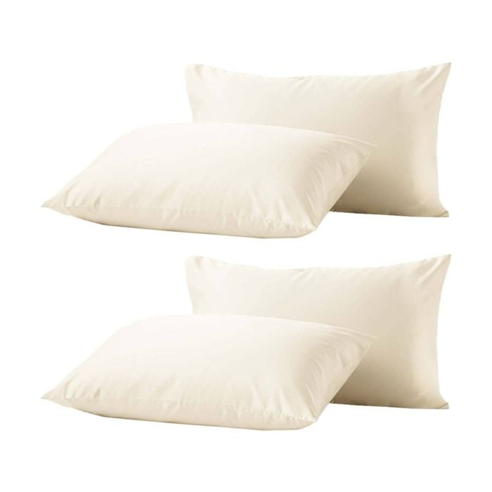 2x 2pc Renee Taylor 400tc Egyptian Cotton Standard Pillowcase Pair Vainlla