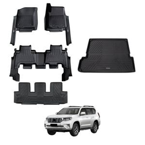 AUSGO Floor Mats & Boot Liner Set for Toyota Prado 150 Series 7-Seat 2009-2024 (Auto Trans) Car Floor Liners Cargo Mat