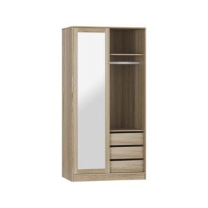 Practa 1000mm Oak 2 Door Mirror Sliding Robe