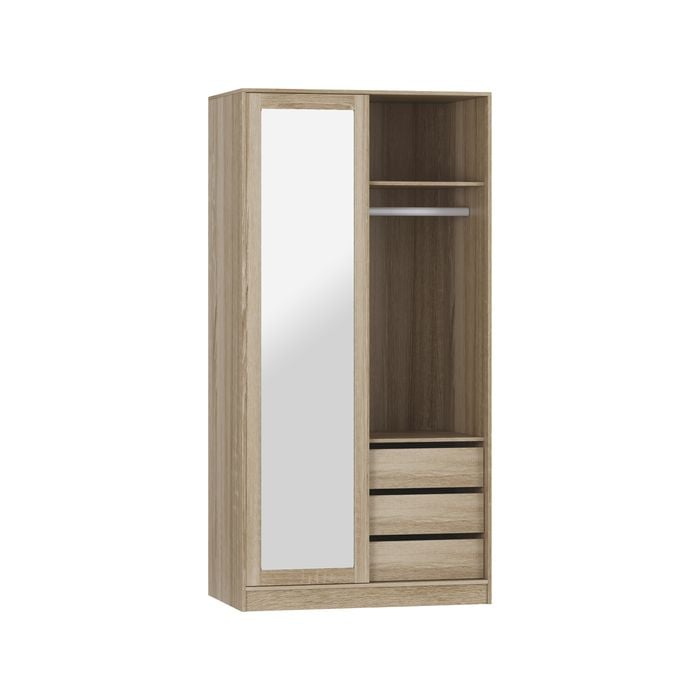 Practa 2 Door Mirror Sliding Robe Oak