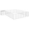 vidaXL Dog Kennel Silver 25.41 m² Steel Outdoor Puppy Enclosure Dog Cage House