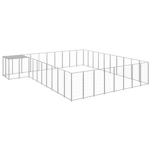 vidaXL Dog Kennel Silver 25.41 m² Steel Outdoor Puppy Enclosure Dog Cage House