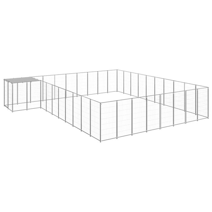 vidaXL Dog Kennel Silver 25.41 m² Steel Outdoor Puppy Enclosure Dog Cage House