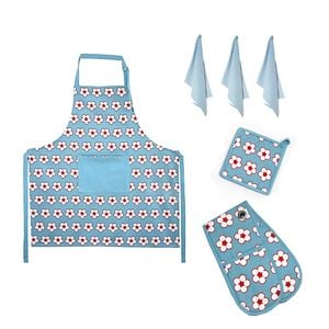 IDC Homewares 6 Piece Cotton Bud Cotton Kitchen Set Blue