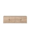 European Cabinetry Natural Oak Fluted Round Black Bucharest TV Unit